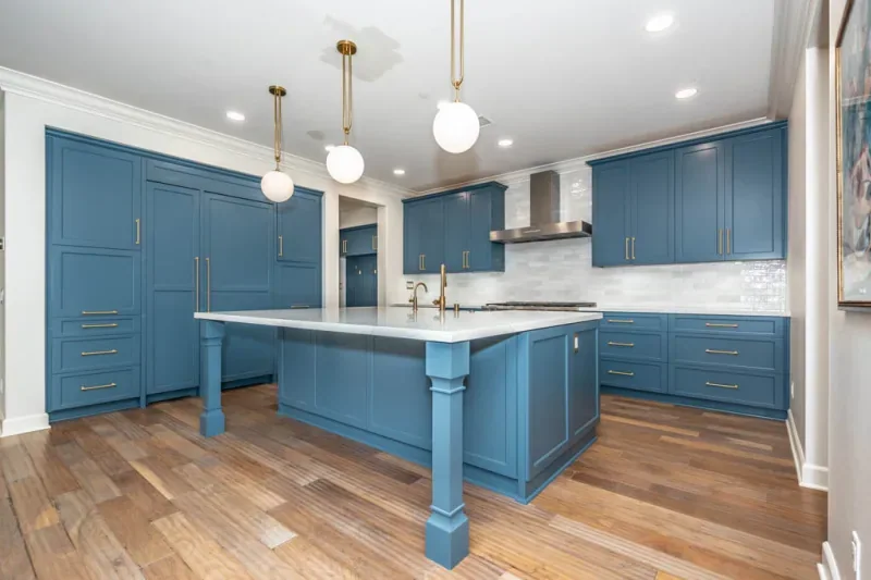 A finished kitchen project featured on our cabinet refinishing website